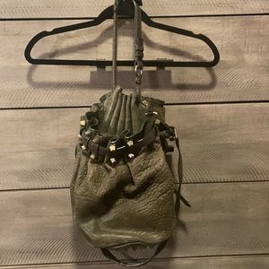 Alexander Wang Leather Diego Bucket Bag Gray Studs